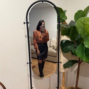 Alfani || Vintage 100% Leather Black Mini Skirt